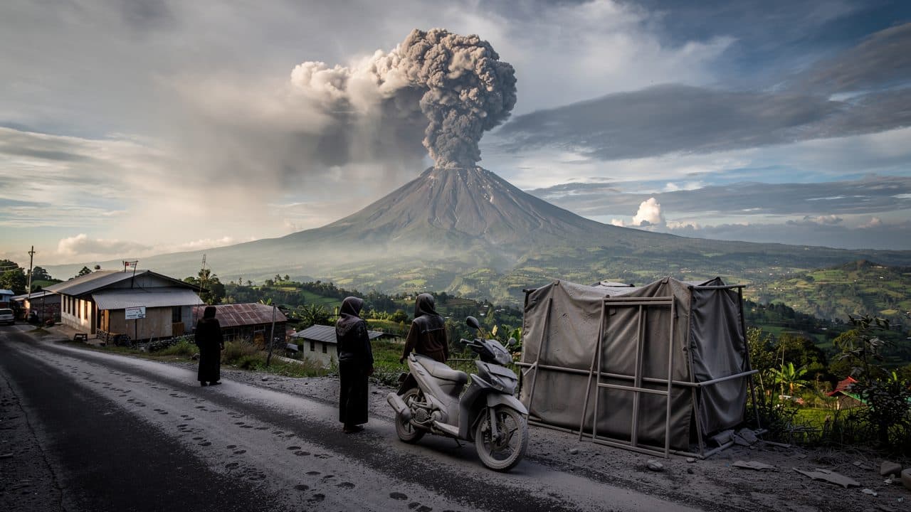 Volcán Sinabung en Sumatra expulsa columna de ceniza de 3.500 metros de altura