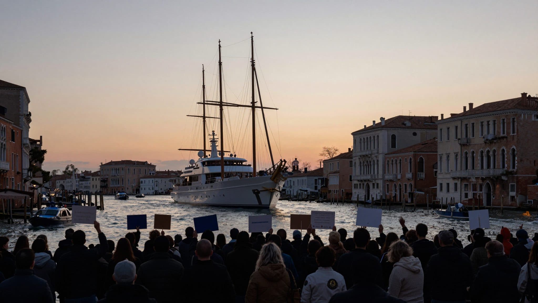 Protestas en Venecia contra el embajador estadounidense Fertitta y su yate de lujo