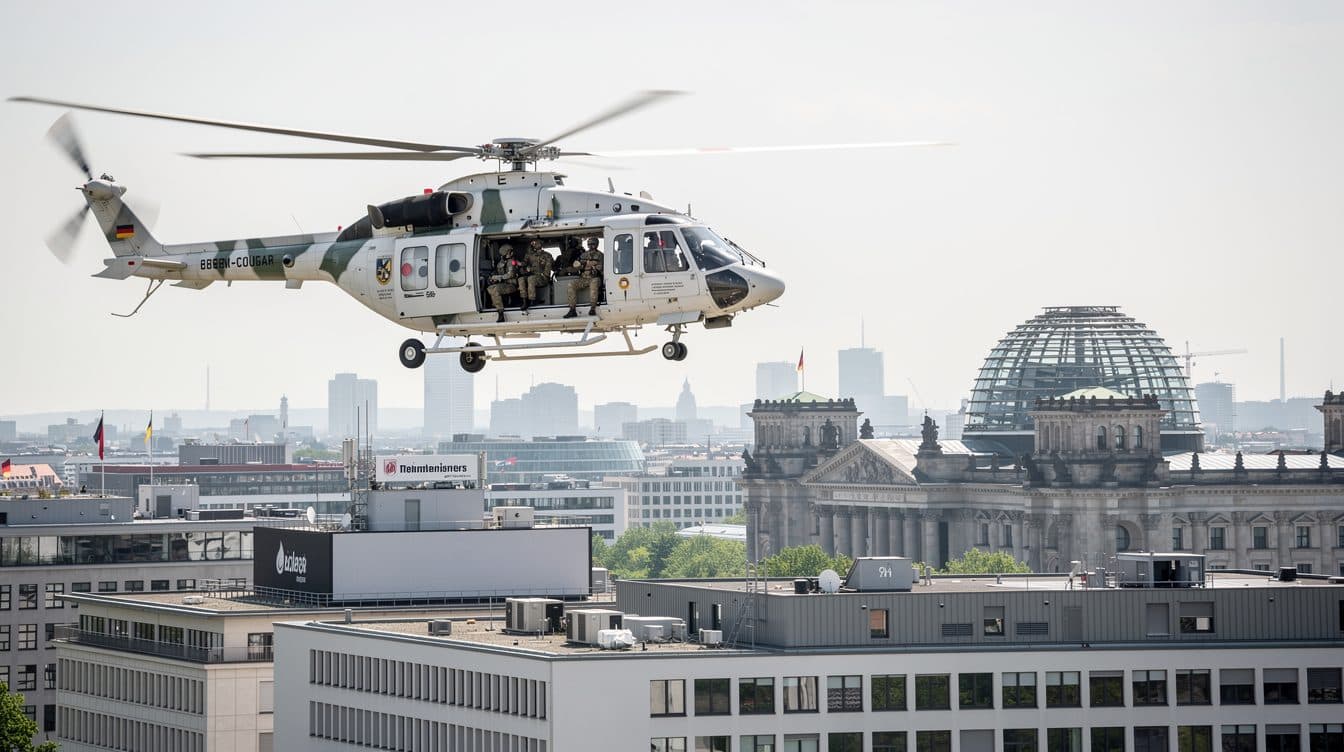 La Bundeswehr realiza un simulacro de evacuación de miembros del gobierno sobre el cielo de Berlín