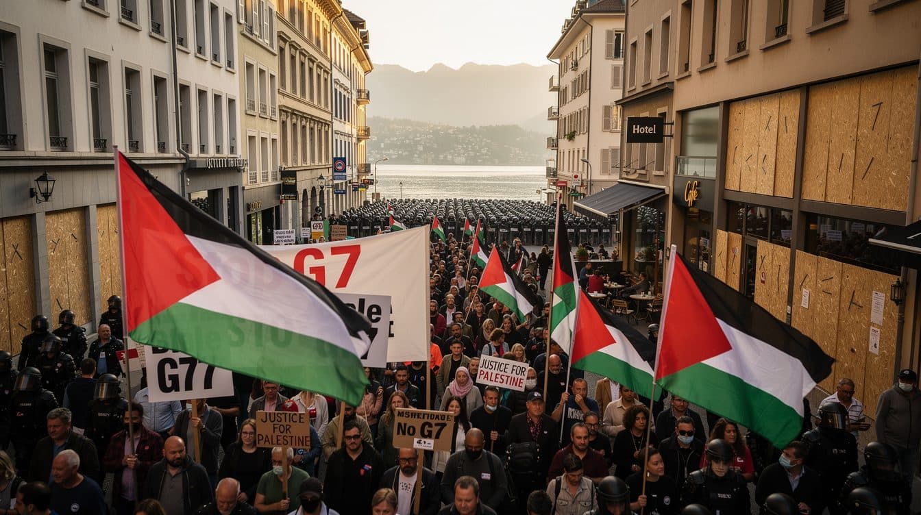 Disturbios en Ginebra en la víspera de la cumbre del G7 en Évian