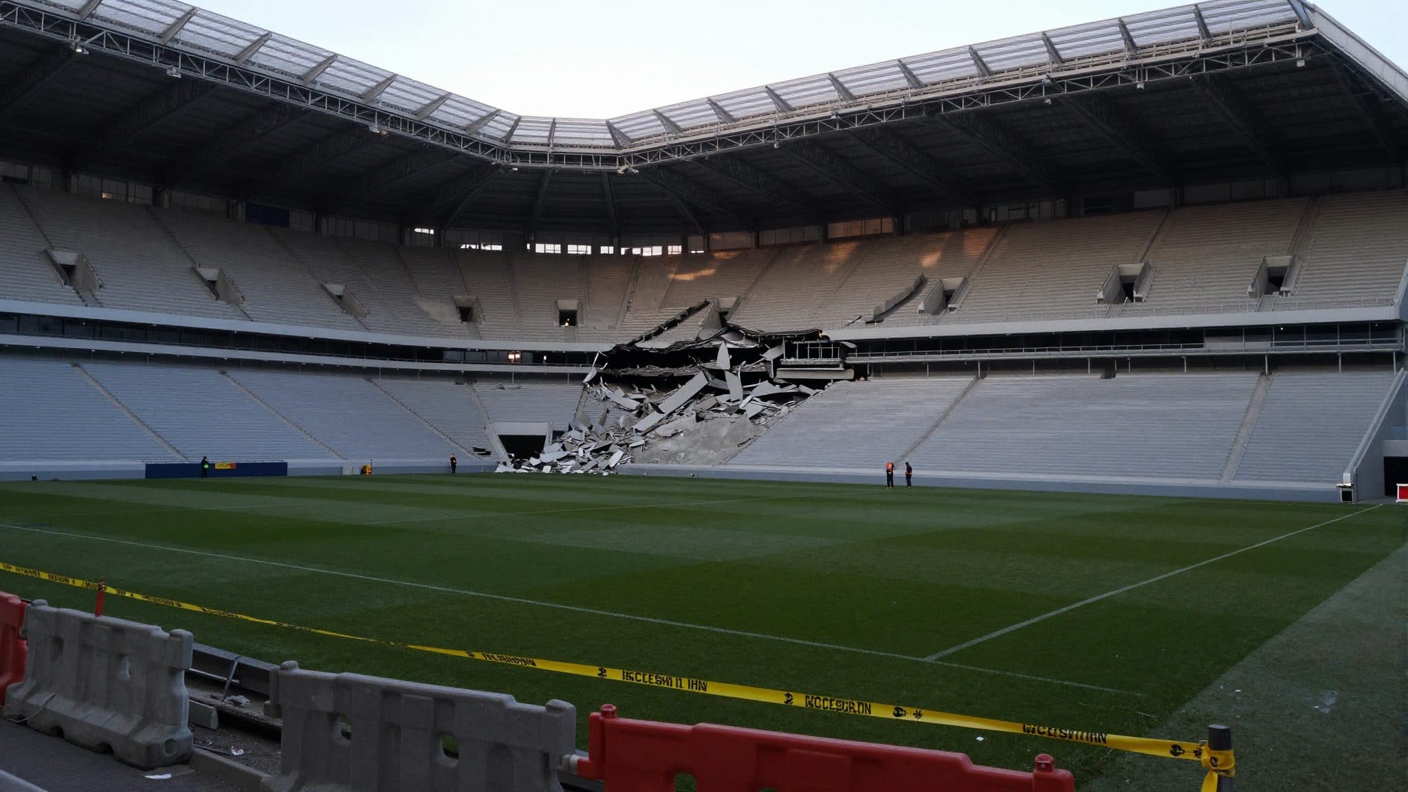 Soporte de hormigón roto en el Weserstadion – Tribuna de Bremen colapsa parcialmente