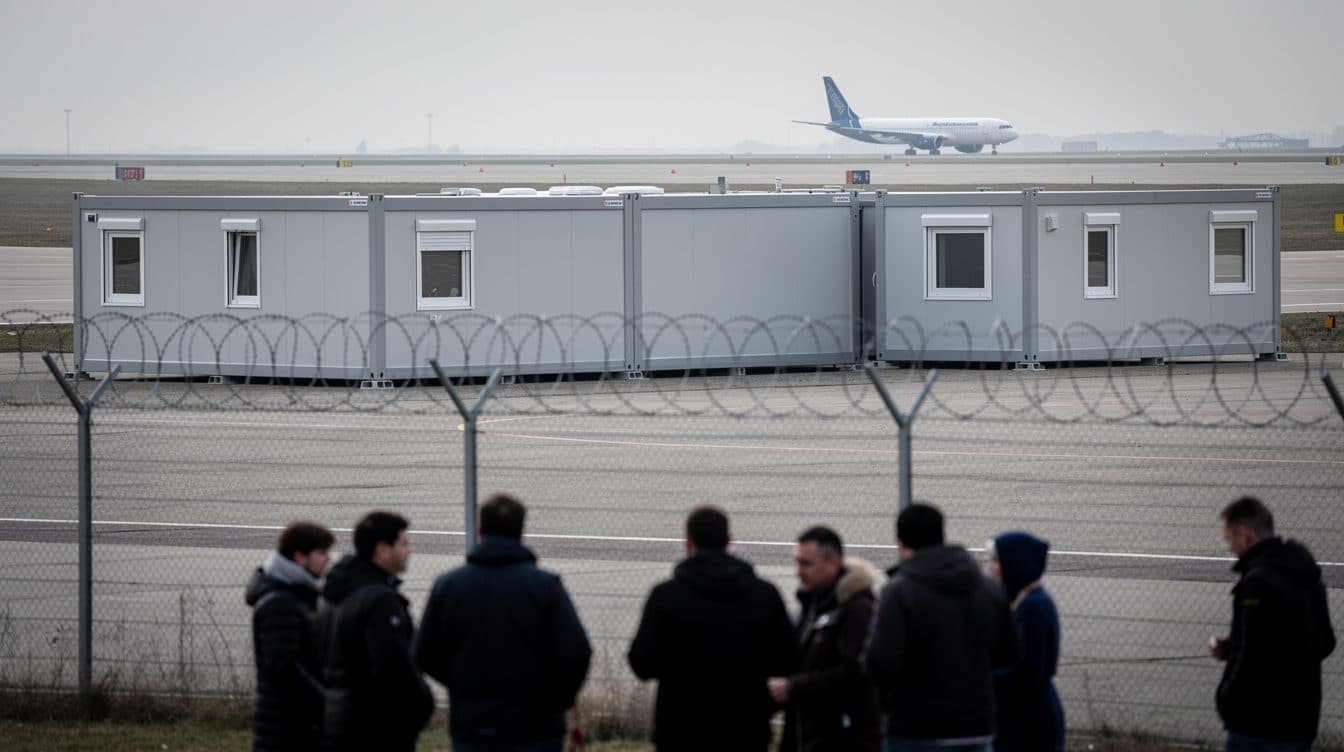 Inauguración de la nueva instalación de asilo en el aeropuerto BER en Schönefeld