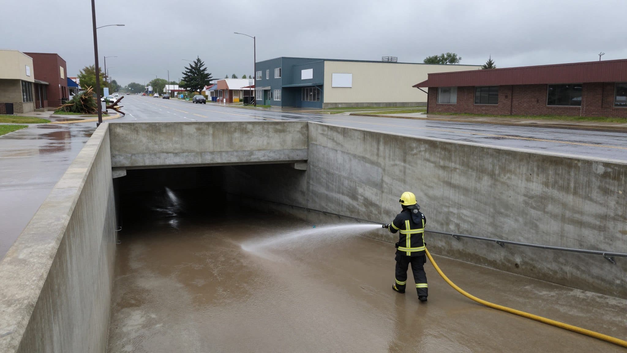Fuertes lluvias inundan un estacionamiento subterráneo y calles en Groß-Siegharts