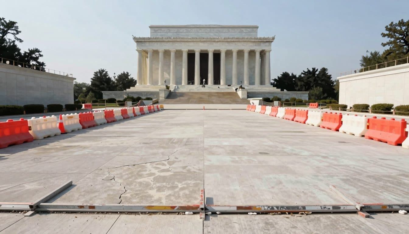 El Departamento de Justicia de EE. UU. reconoce: los daños en la piscina del Lincoln Memorial se deben a las obras
