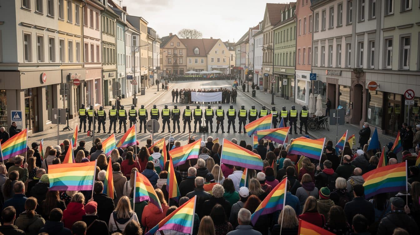 El CSD en Eberswalde recorre la ciudad bajo fuerte dispositivo policial – una contramanifestación de extrema derecha acompaña la marcha