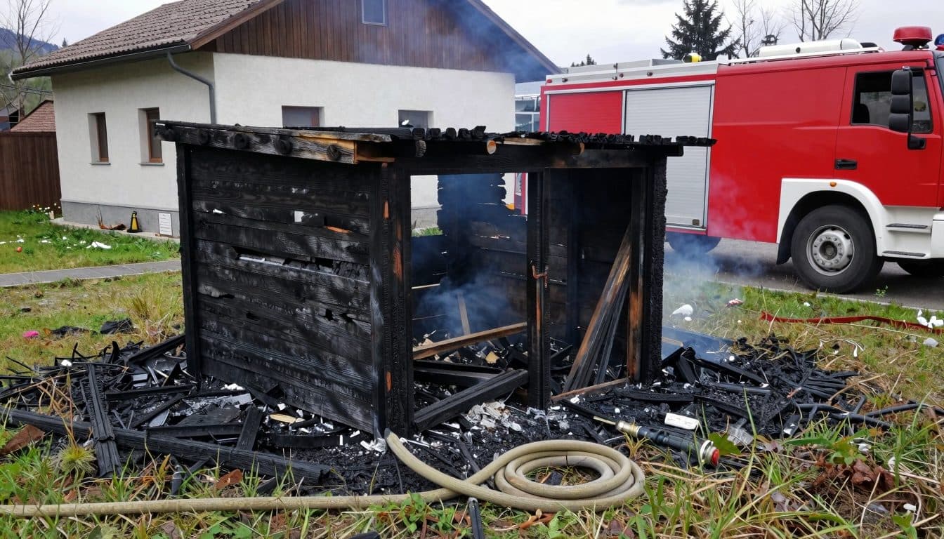 Un estírio incendia una caseta de jardín y un prado al intentar ahumar un nido de avispas