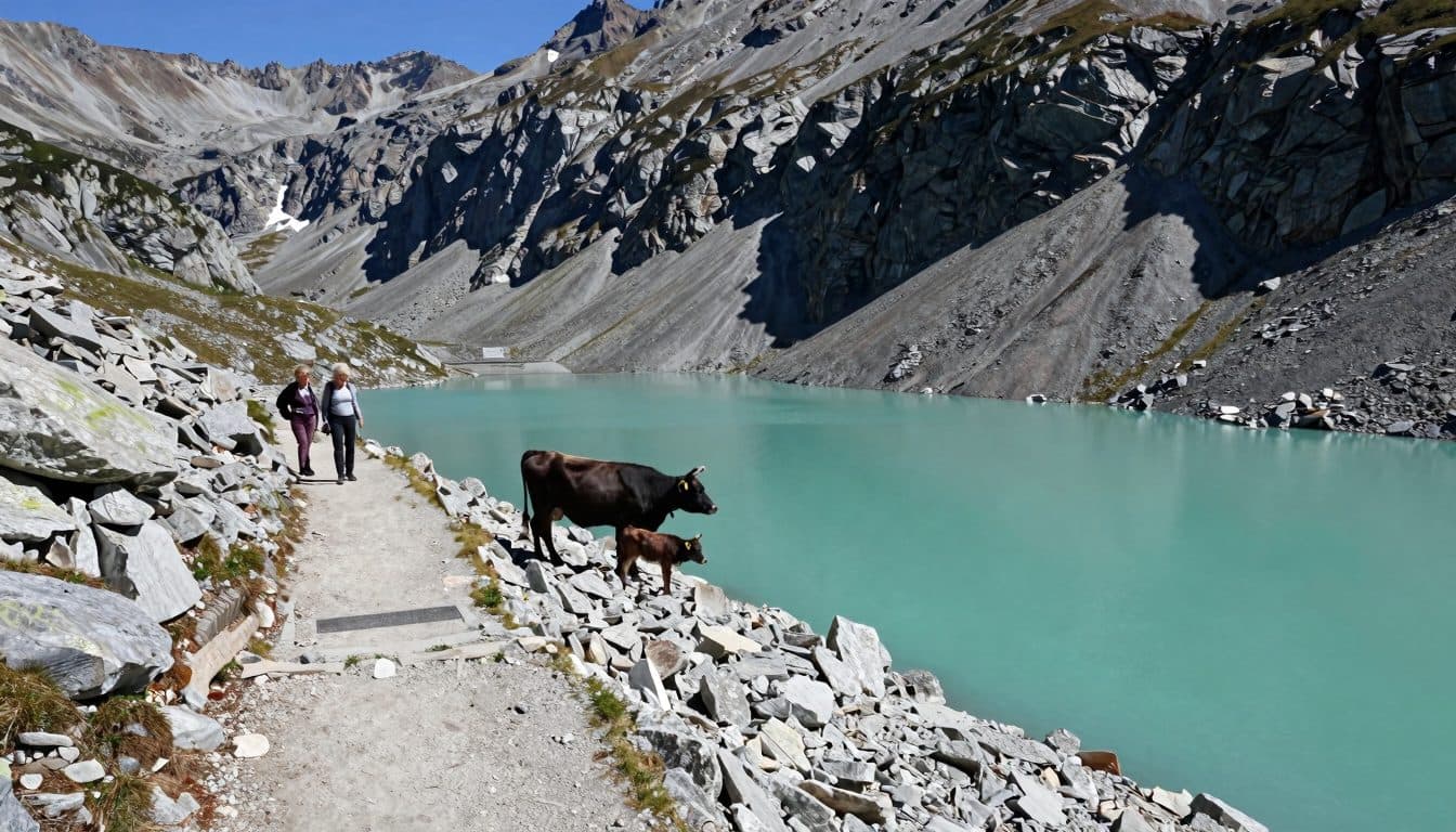 Vaca ataca a paseante en Kühtai: una mujer de 64 años cae diez metros
