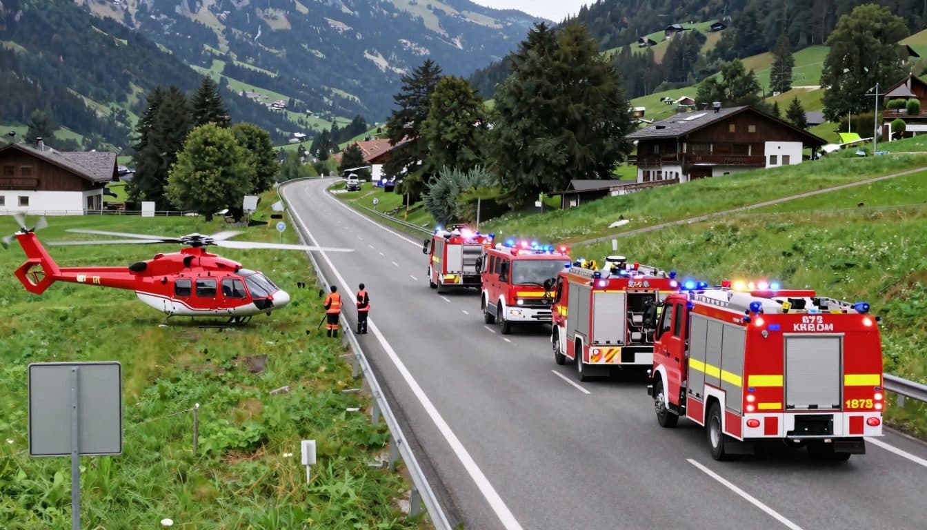 Motociclista herido de gravedad en la B72 en Krieglach – helicóptero en acción