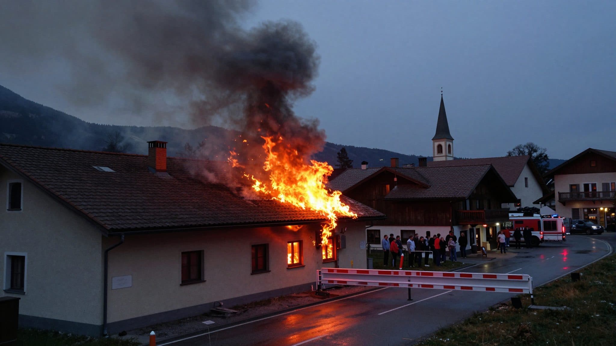 Incendio de techo en Klosterneuburg: 100 bomberos desplegados, B 14 cerrada