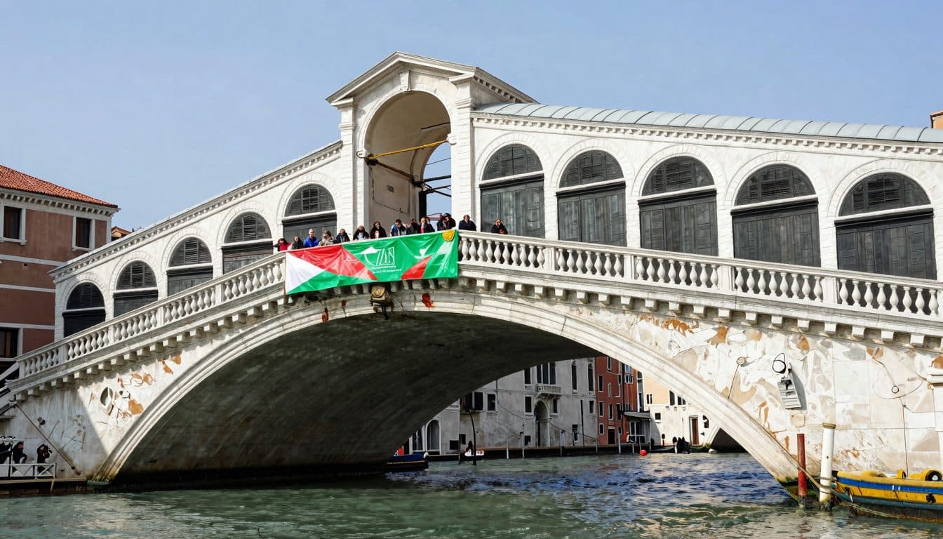 Tres pakistaníes denunciados por arrojar pintura al Puente de Rialto en Venecia