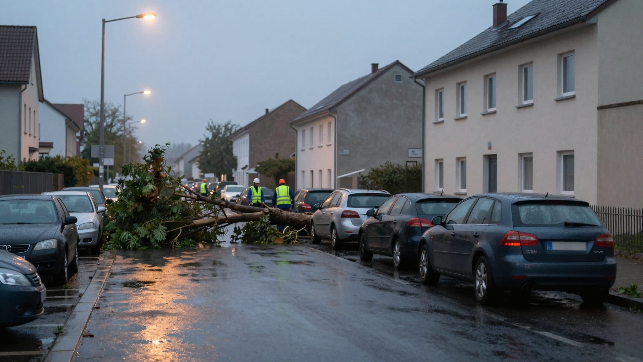 Tormenta sobre Hesse: árboles caídos dañan coches