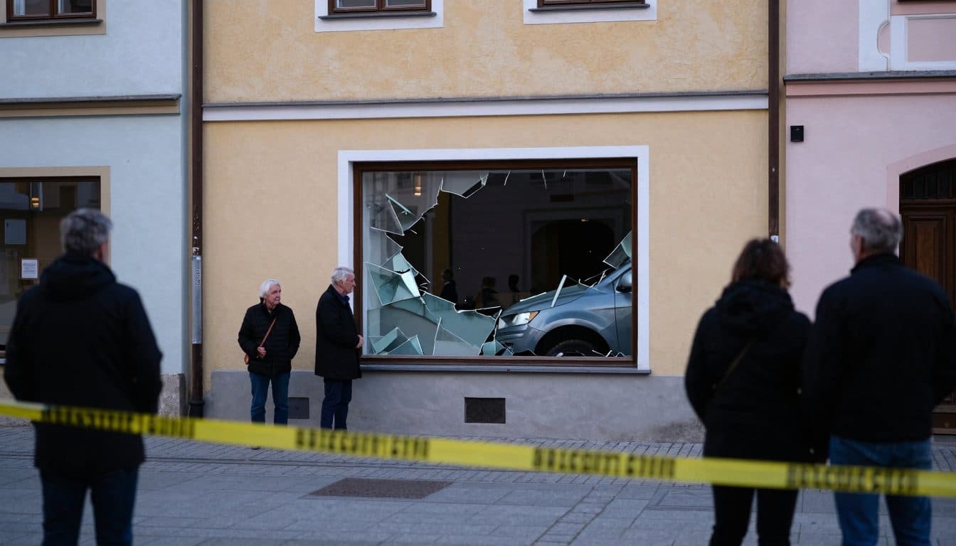 Un jubilado empotra su coche contra un escaparate en Klosterneuburg y hiere a su esposa