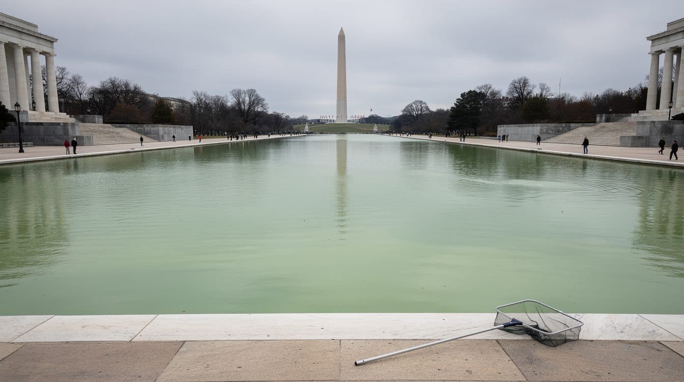 La renovación de $14 millones de la piscina reflectante de Trump afectada nuevamente por una proliferación de algas