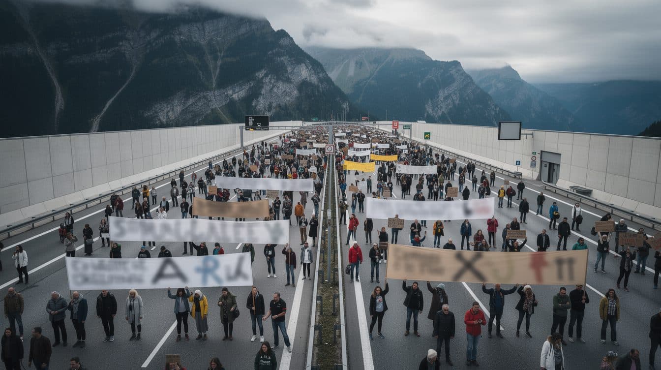 Miles de manifestantes bloquean la autopista del Brennero en una protesta histórica contra el tráfico de tránsito