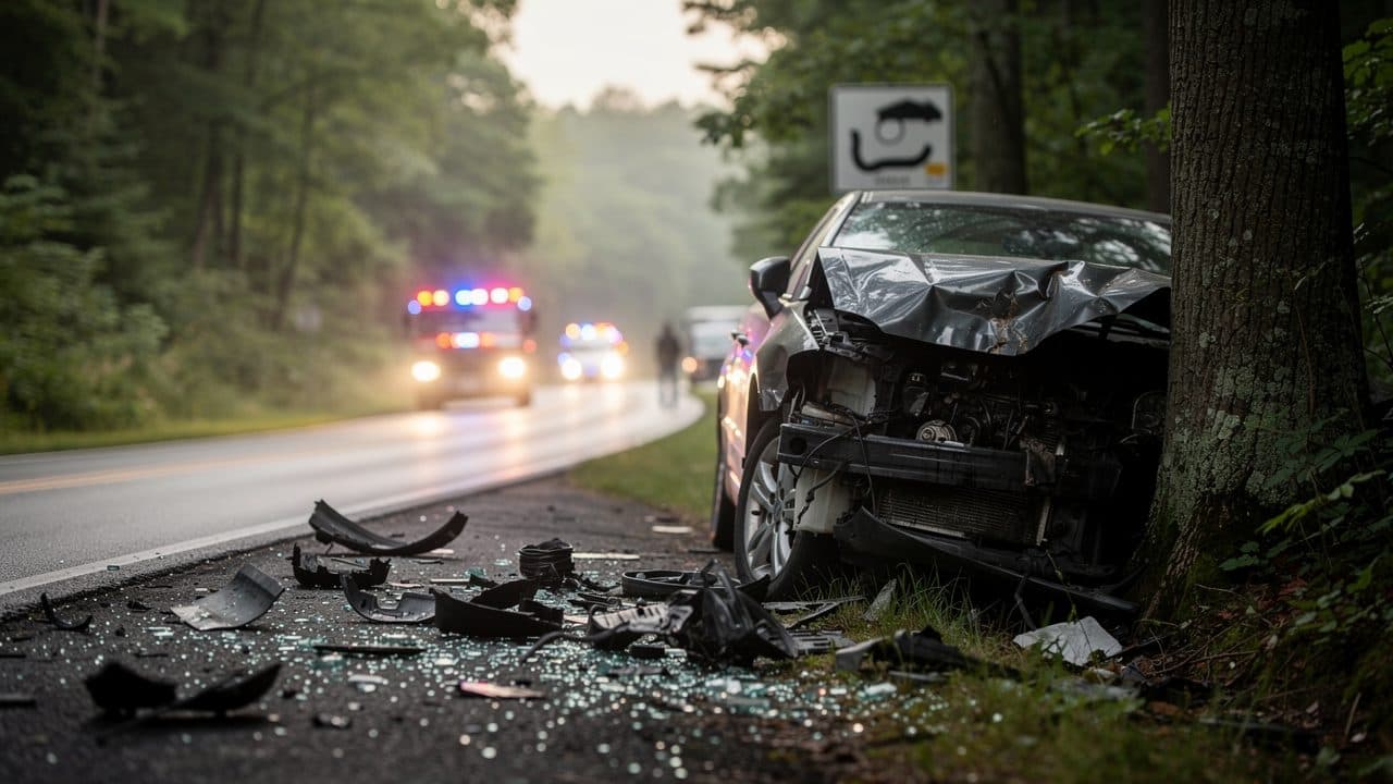 Grave accidente de tráfico cerca de Zwettl: un coche choca contra un árbol, cinco heridos