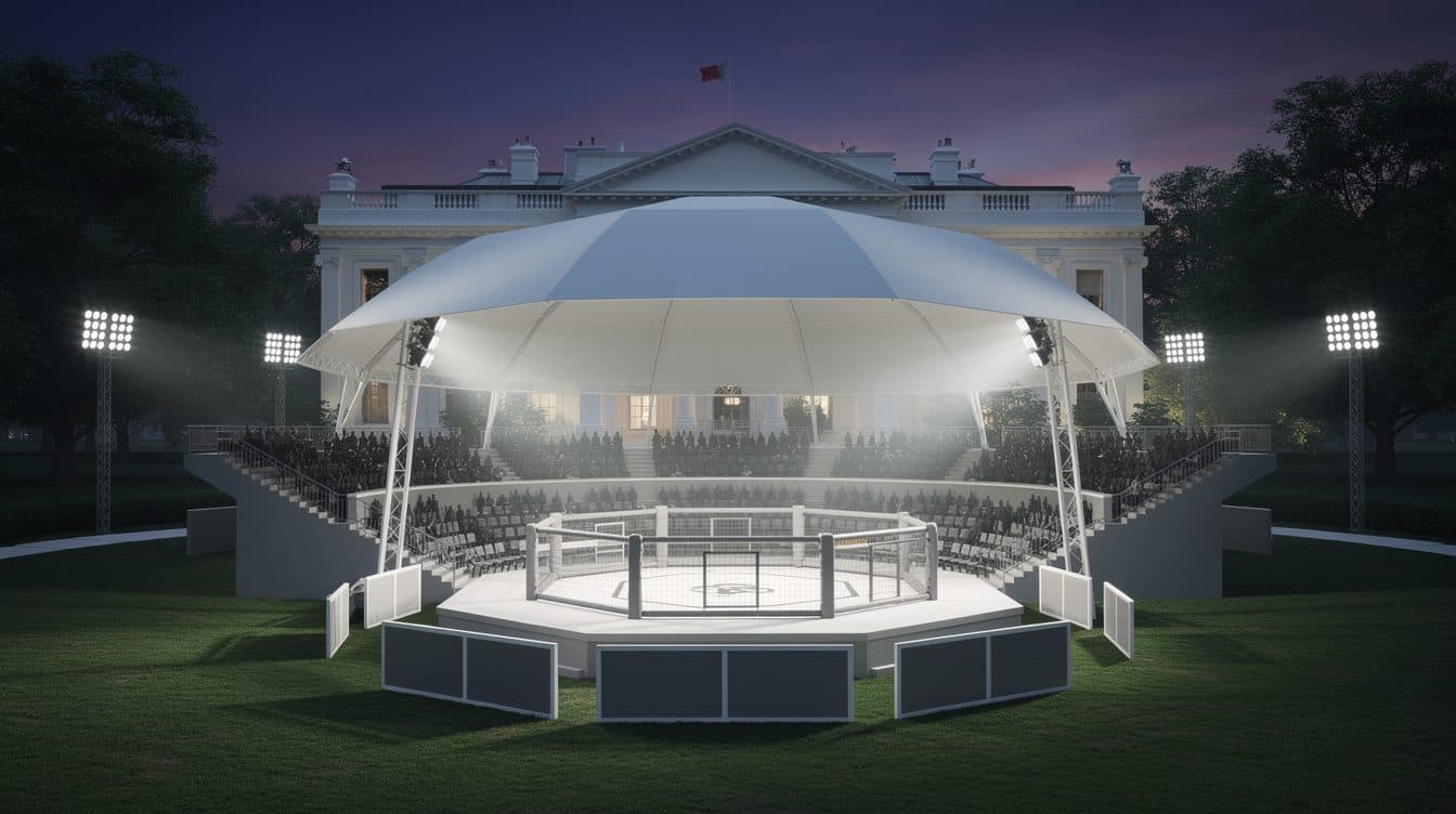 Peleas en jaula de la UFC en el césped sur de la Casa Blanca por el 80.º cumpleaños de Trump