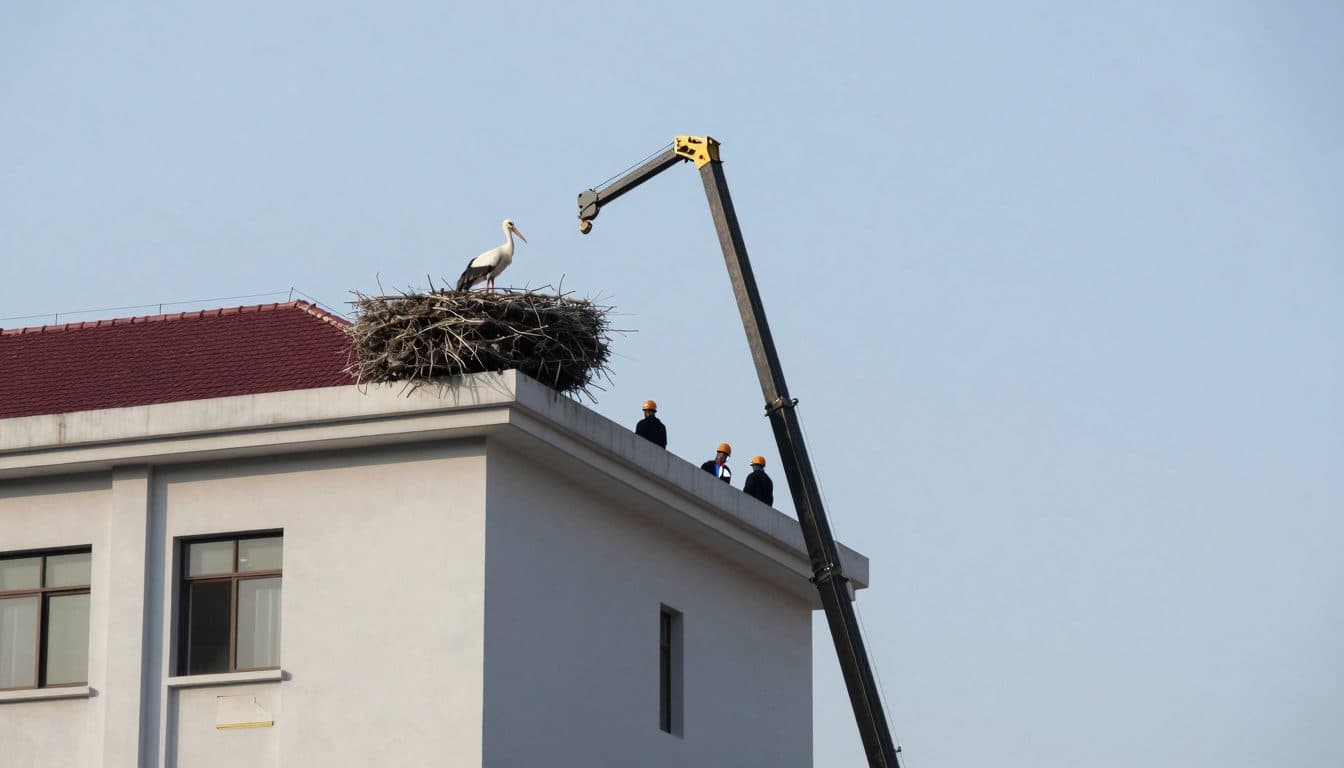 Cinco jóvenes cigüeñas anilladas en Traisen: primera „cita oficial" en el tejado del ayuntamiento
