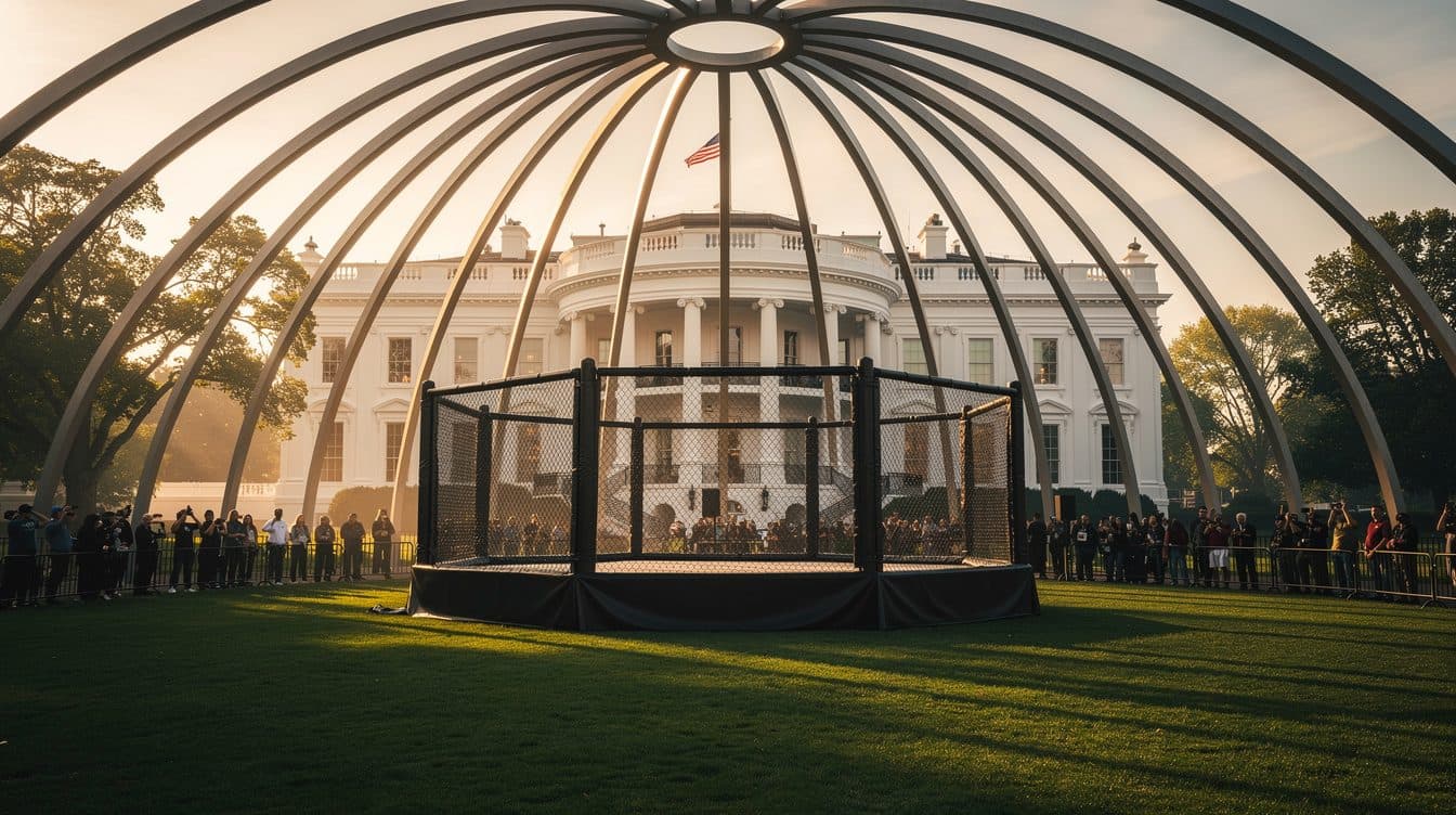Pelea de jaula de la UFC en el terreno de la Casa Blanca por el 80.º cumpleaños de Trump