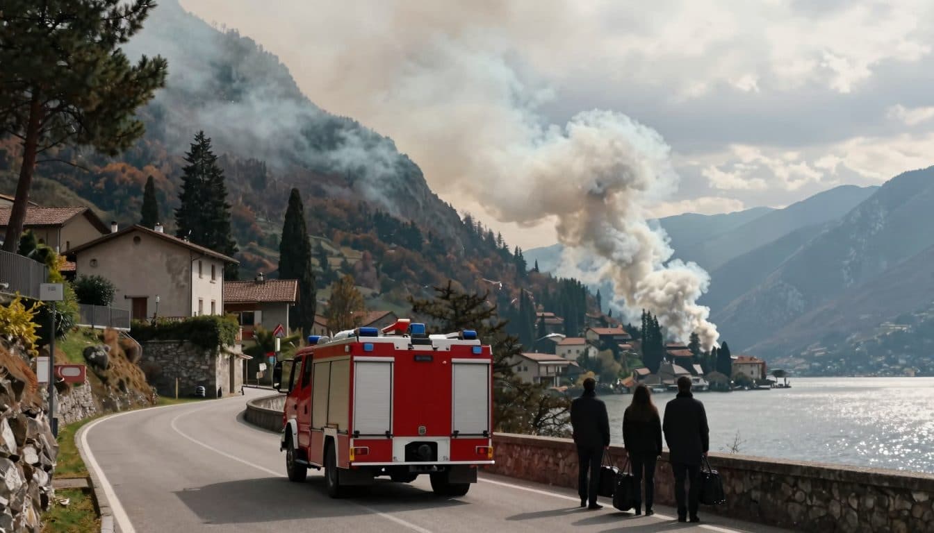 Incendio forestal en el lago de Garda obliga a huir a los turistas en Tignale