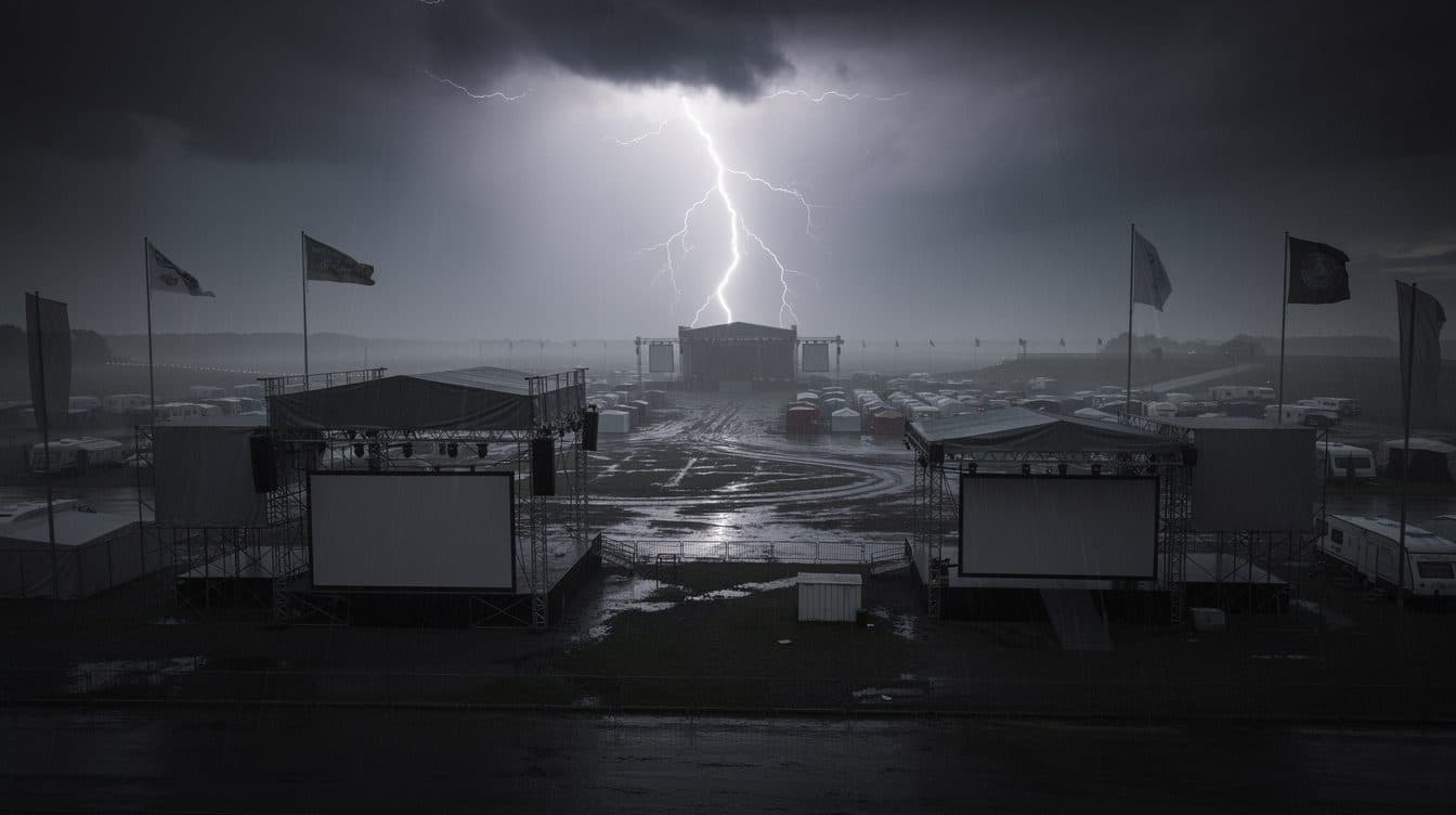 Tormentas y ráfagas de viento sobre el recinto de Rock am Ring en Nürburgring