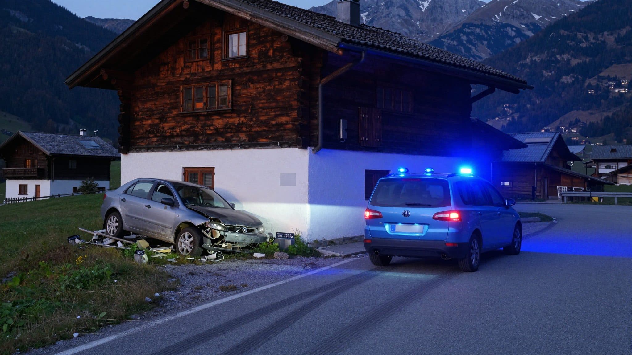 Joven de 20 años ebrio pierde el control de su coche y choca contra una cabaña alpina en Osttirol