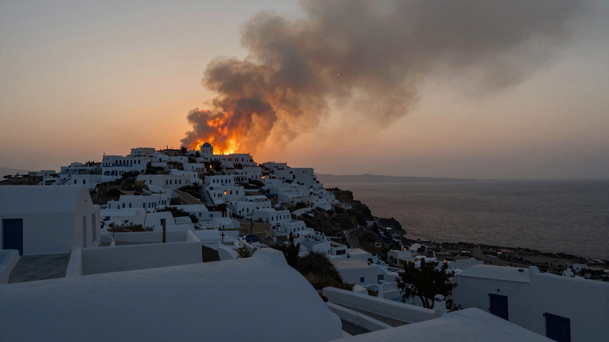 Incendio forestal en Paros: pueblos evacuados, residentes enviados a las playas