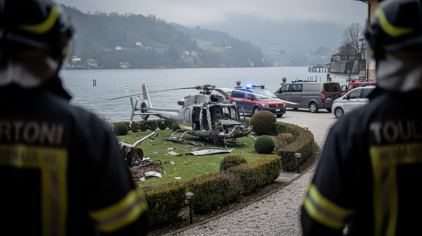 Accidente de helicóptero en el lago Mayor: muere el piloto y tres alemanes resultan heridos de diversa consideración