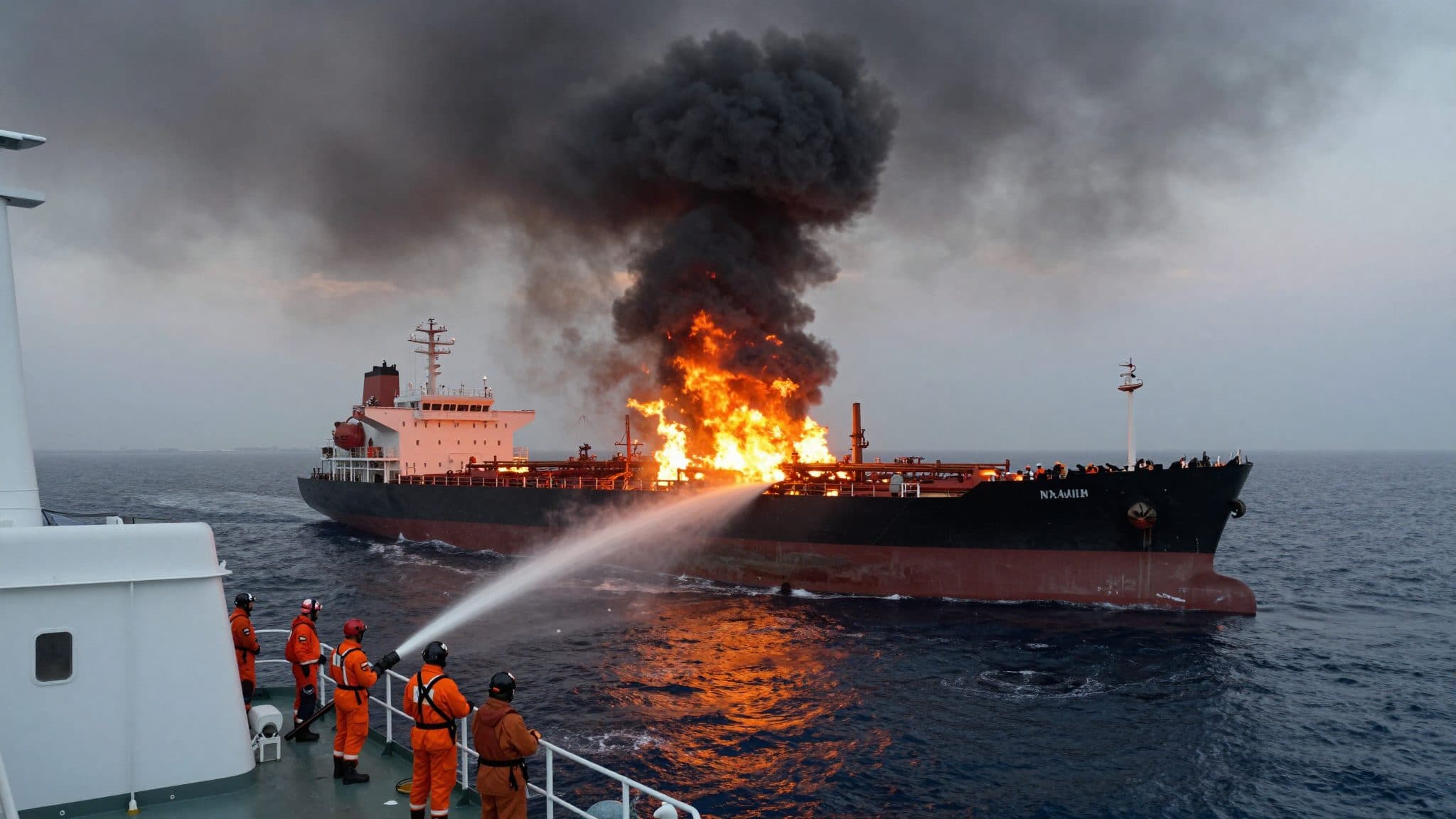 Petrolero en llamas en el estrecho de Ormuz tras un ataque mientras las negociaciones entre EE. UU. e Irán se estancan