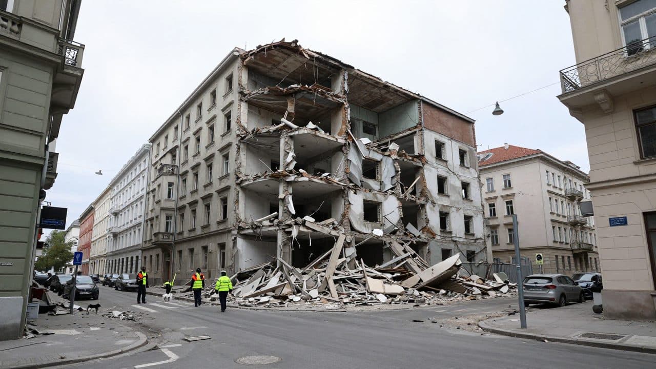 Derrumbe de un edificio en Viena: hallan muerta a una mujer de 85 años bajo los escombros en el centro de la ciudad