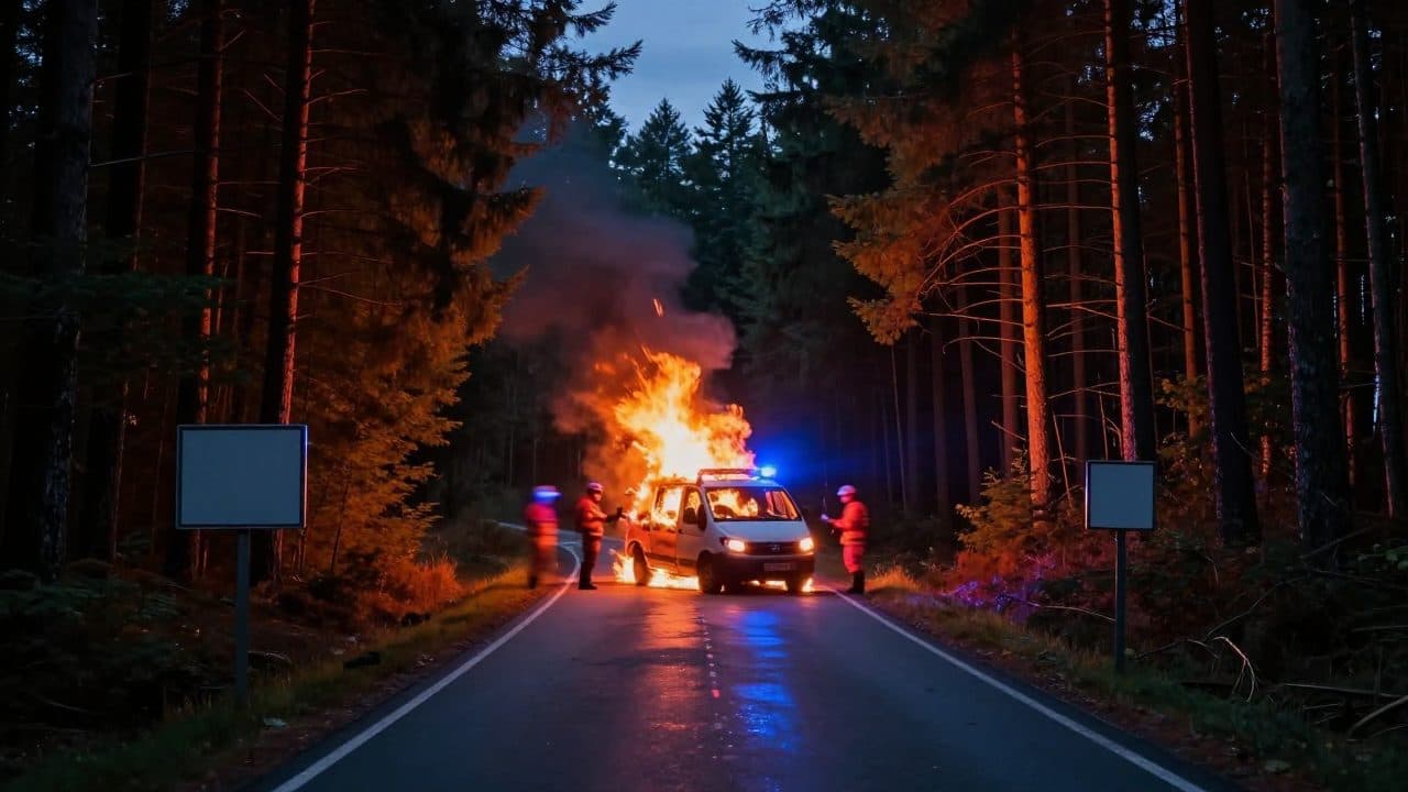 Encuentran a una persona muerta en una furgoneta en llamas en Bayerisch Eisenstein