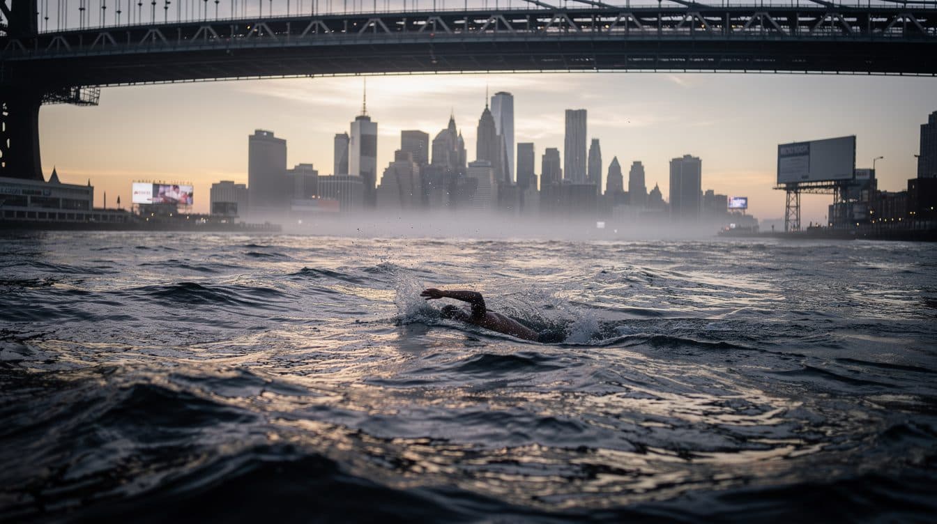 El nadador de aguas abiertas de Sarre Waschburger rodea Manhattan en un nuevo tiempo récord