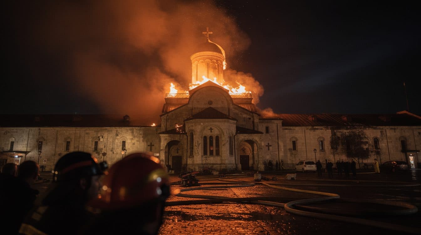 Ucrania condena los ataques rusos contra Kiev que provocaron un incendio en un monasterio histórico y dejaron civiles muertos