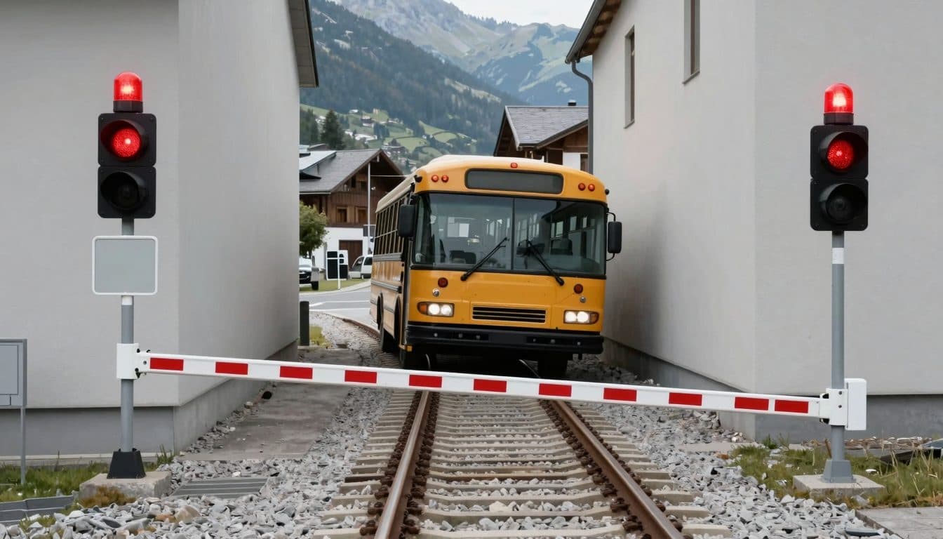 Autobús escolar en Kitzbühel: frenada de emergencia en un paso a nivel