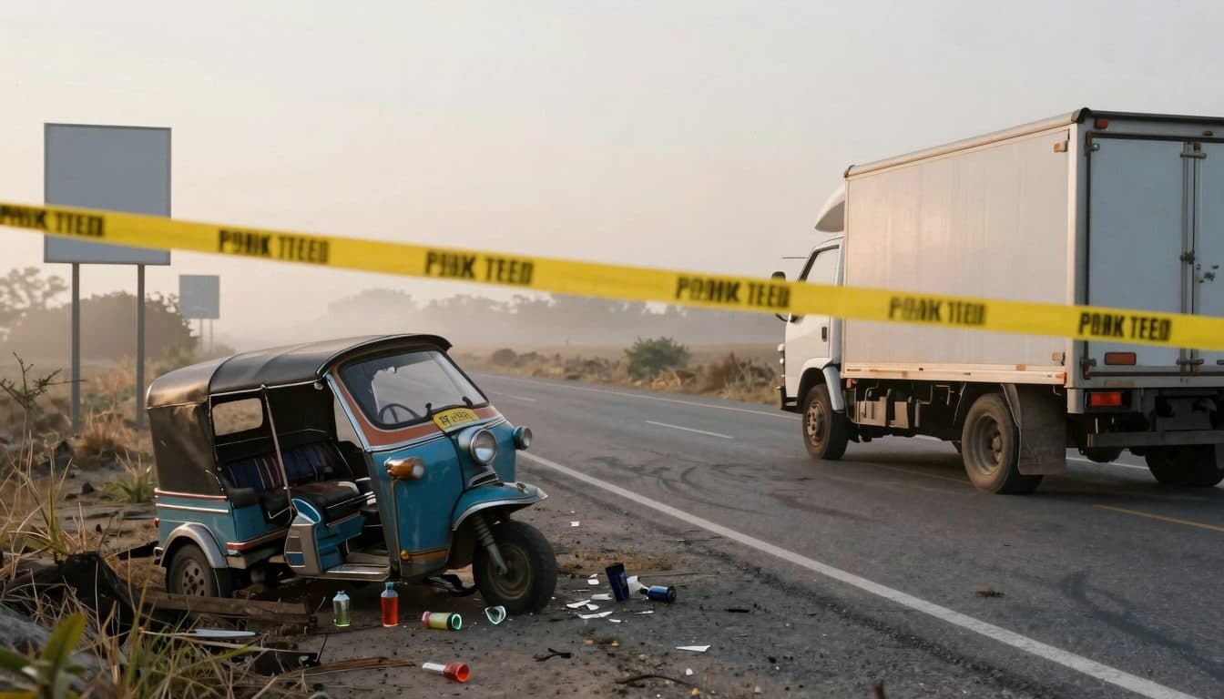 Heridas de riesgo vital en un choque de tuk-tuk en Kilb: el conductor huyó y estaba ebrio