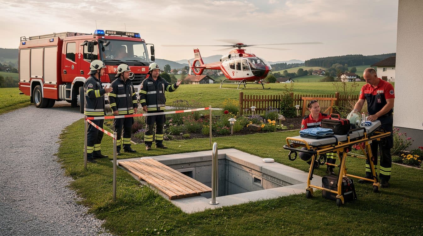Hombre de 55 años se precipita en Engerwitzdorf a través de una cubierta de madera en un pozo de piscina