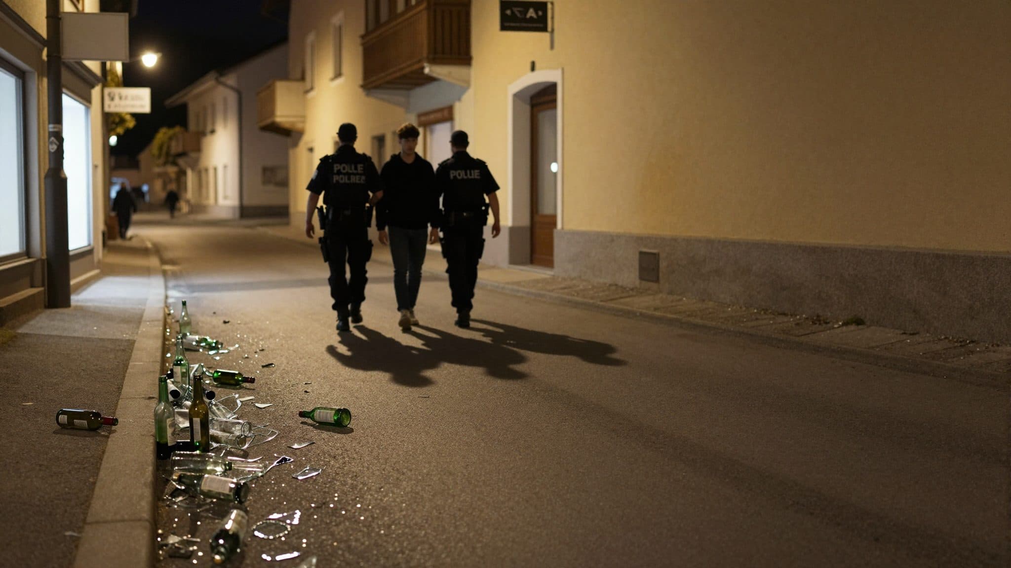 Joven de 20 años ebrio lanza botellas a la calle y agrede a policías en Bad Schallerbach