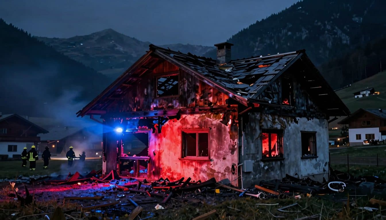 Casa unifamiliar en Wattens destruida por completo en un incendio – La familia logró salvarse