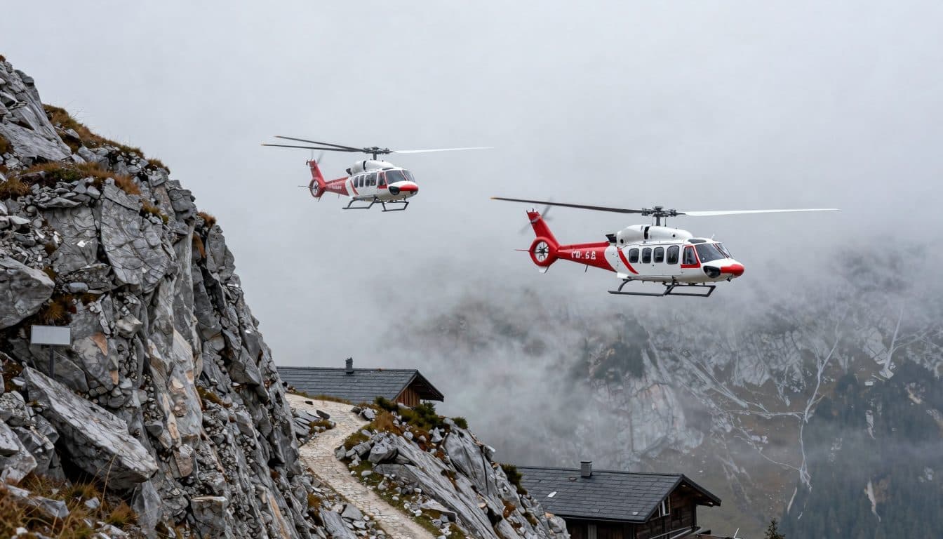 Familia de cinco miembros rescatada de un apuro en la montaña en el Krippenstein