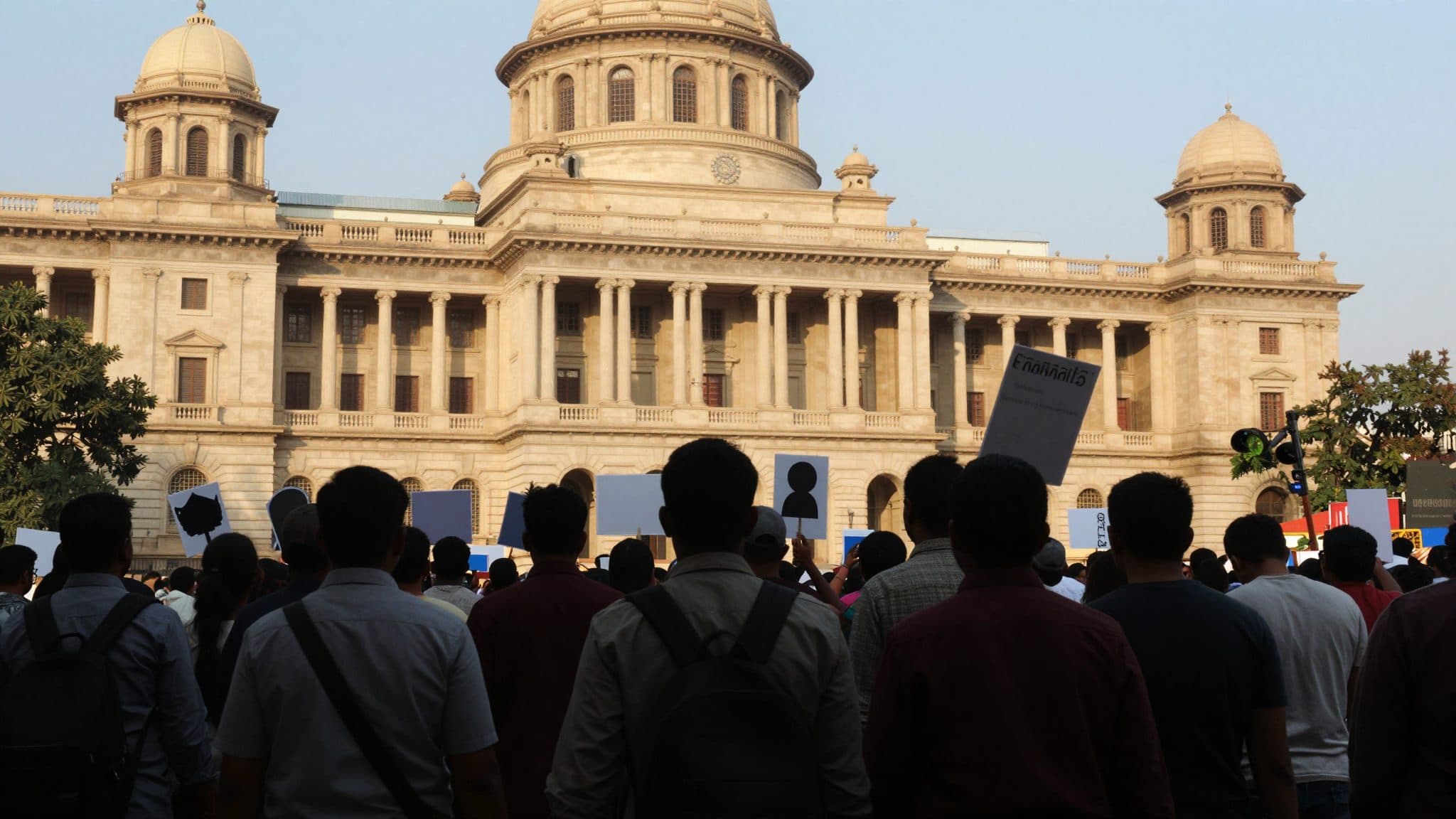 Miles de personas protestan en Nueva Delhi contra Modi y el ministro de Educación Pradhan