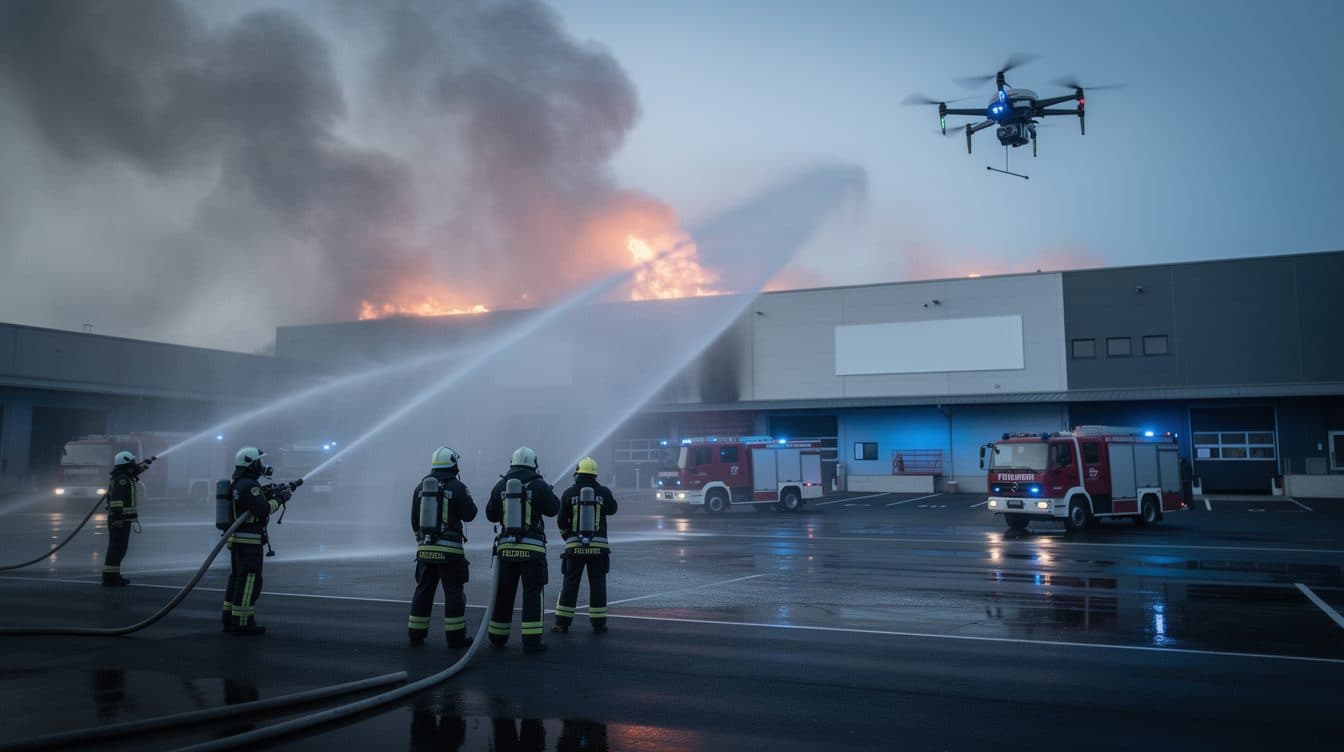 Gran incendio en Chemnitz-Bernsdorf: la nave de una empresa de reciclaje arde desde el lunes por la tarde