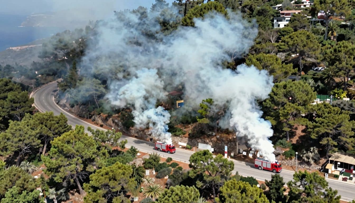 Incendio forestal en la isla egea de Skyros: los bomberos luchan contra las llamas desde el sábado por la tarde