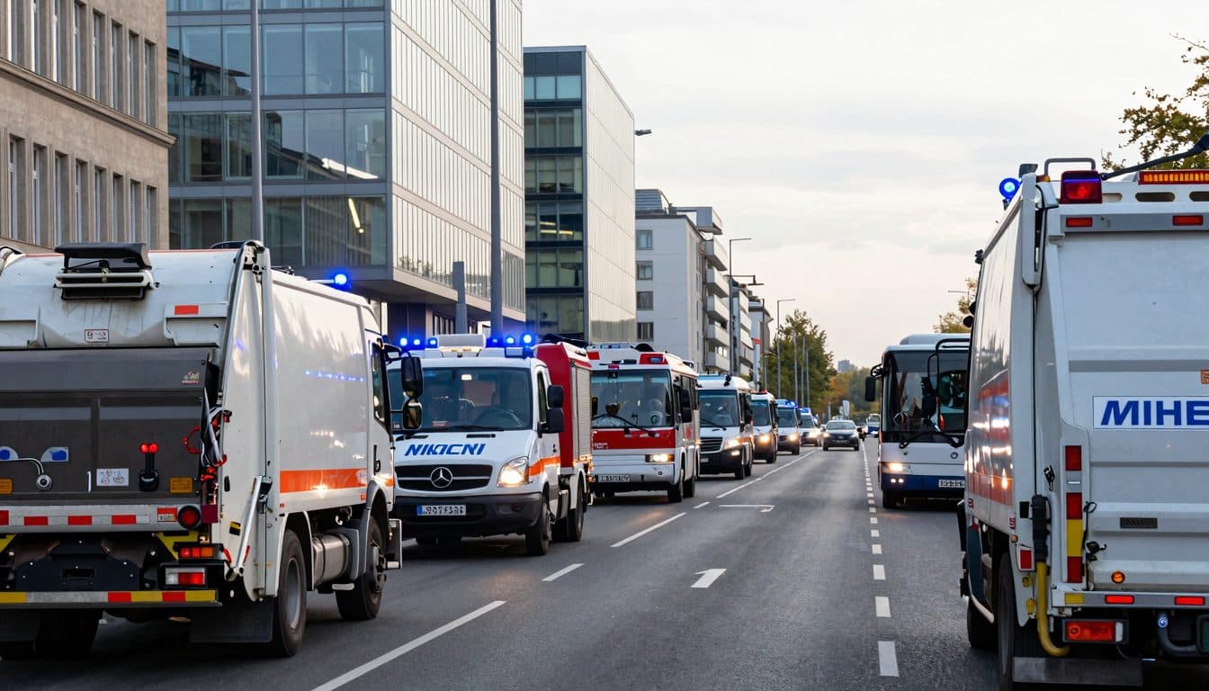 Municipios de Renania del Norte-Westfalia viajan a Berlín con luces azules y exigen ayuda inmediata