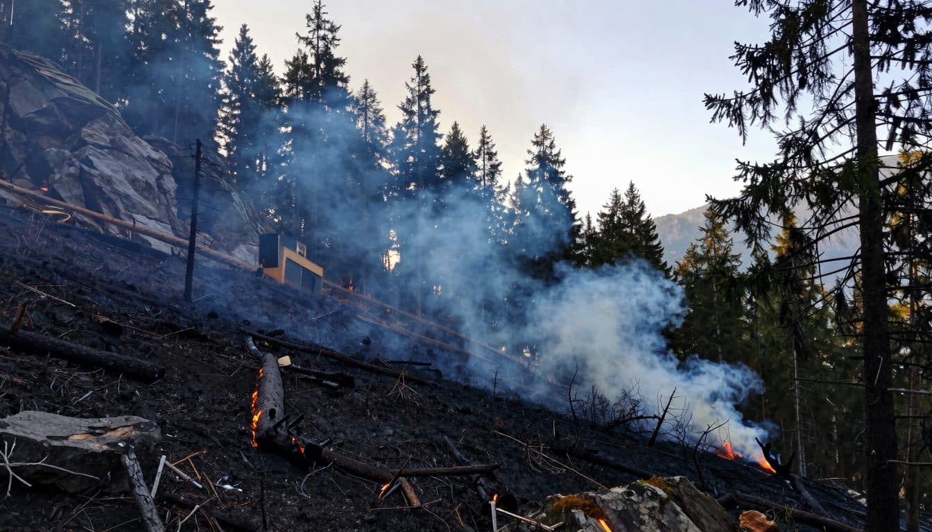 Incendio forestal cerca de Thomatal en Lungau provocado por un rayo