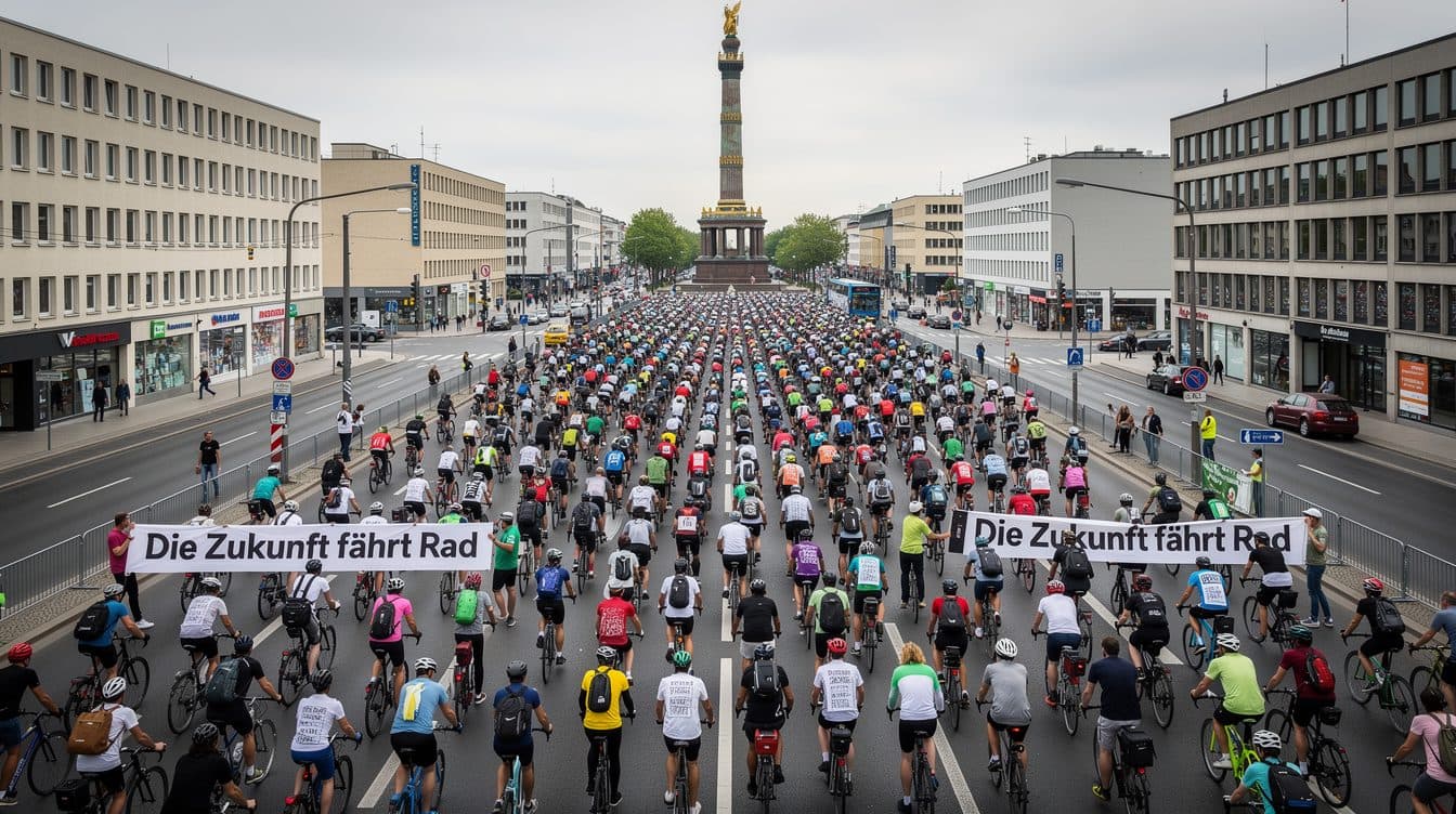 Miles de ciclistas en la marcha estrella del ADFC en Berlín