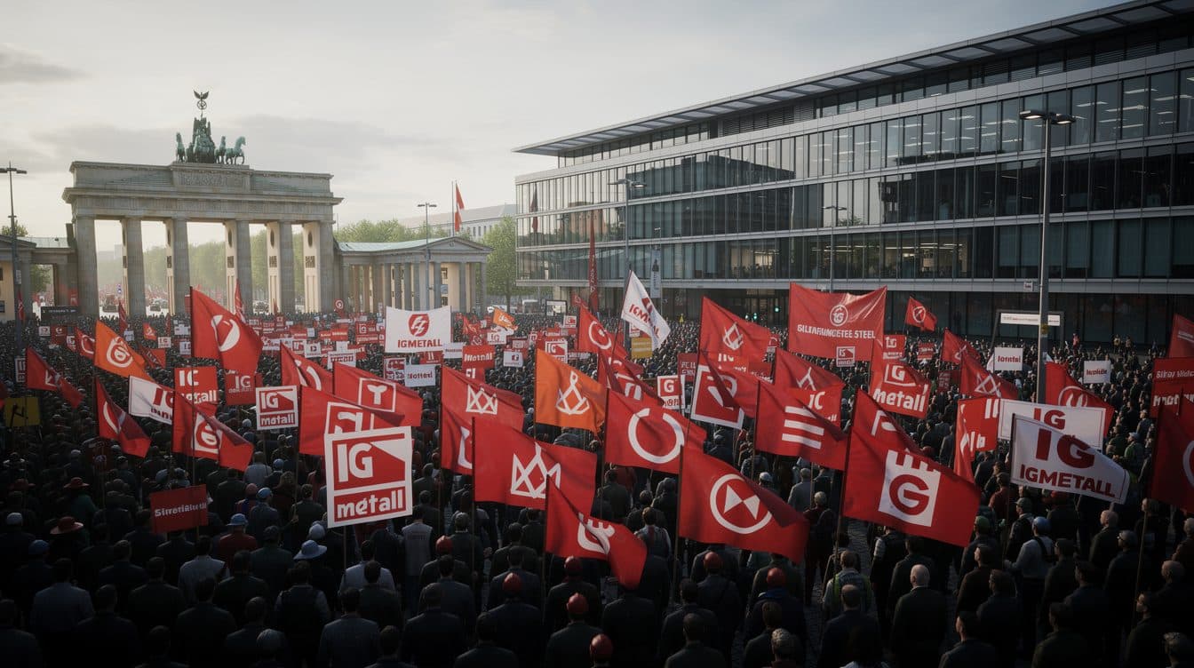 IG Metall moviliza a unos mil trabajadores del acero en Berlín y exige al Gobierno medidas ante la crisis del sector
