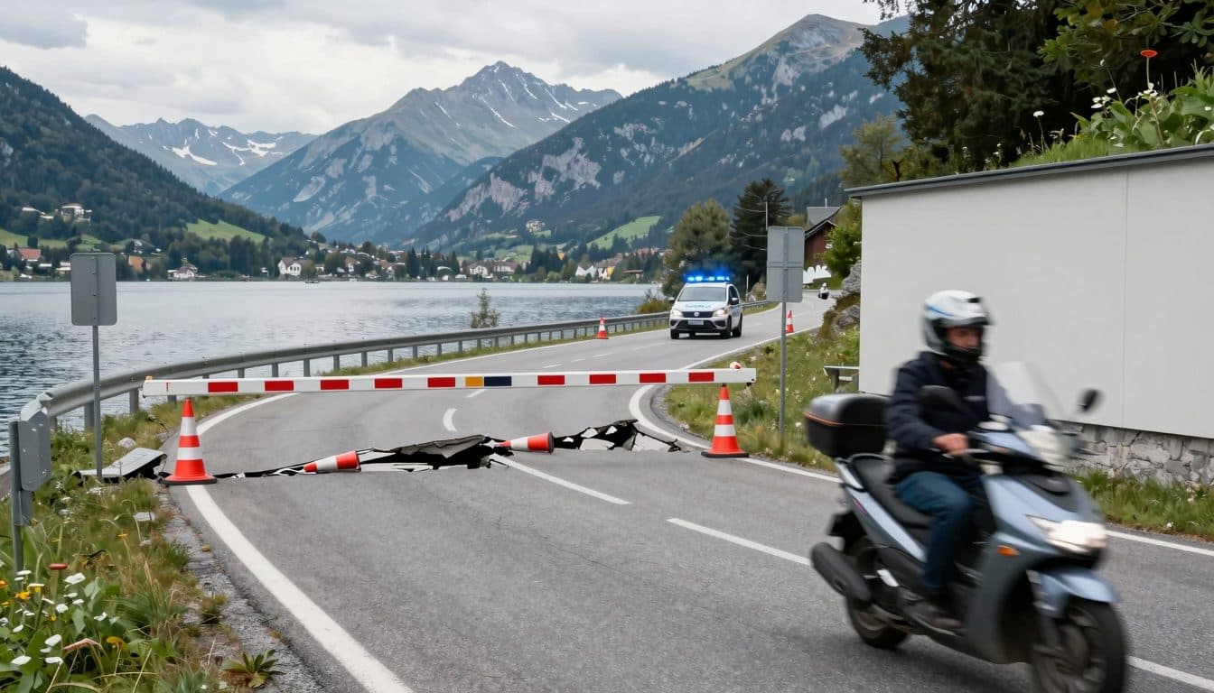 Motorista de ciclomotor huye en el Achensee de la policía y rompe un corte total de carretera